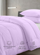 3PC Comforter Set Solid Dyed Microfiber Light Purple 160×220cm