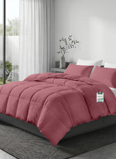 3PC Comforter Set Solid Dyed Microfiber Mauve 220×240cm