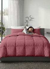 3PC Comforter Set Solid Dyed Microfiber Mauve 220×240cm