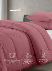 3PC Comforter Set Solid Dyed Microfiber Mauve 220×240cm