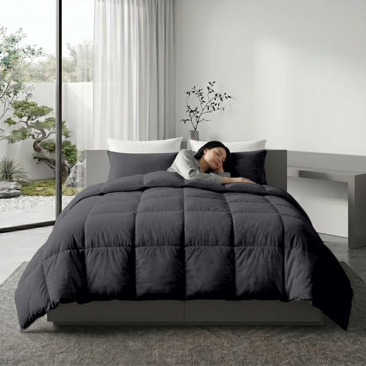 3PC Comforter Set Solid Dyed Microfiber Silver 160×220cm