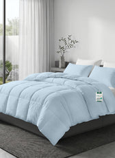 3PC Comforter Set Solid Dyed Microfiber Sky Blue 160×220cm