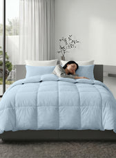 3PC Comforter Set Solid Dyed Microfiber Sky Blue 220×240cm