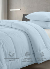 3PC Comforter Set Solid Dyed Microfiber Sky Blue 220×240cm