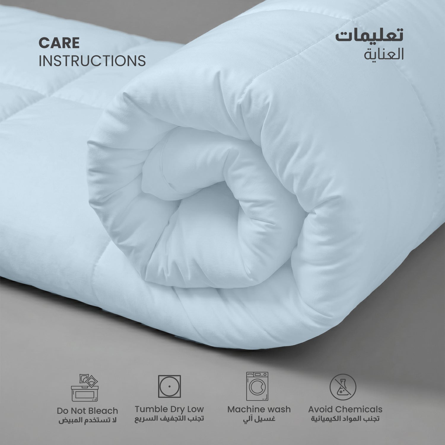 3PC Comforter Set Solid Dyed Microfiber Sky Blue 220×240cm