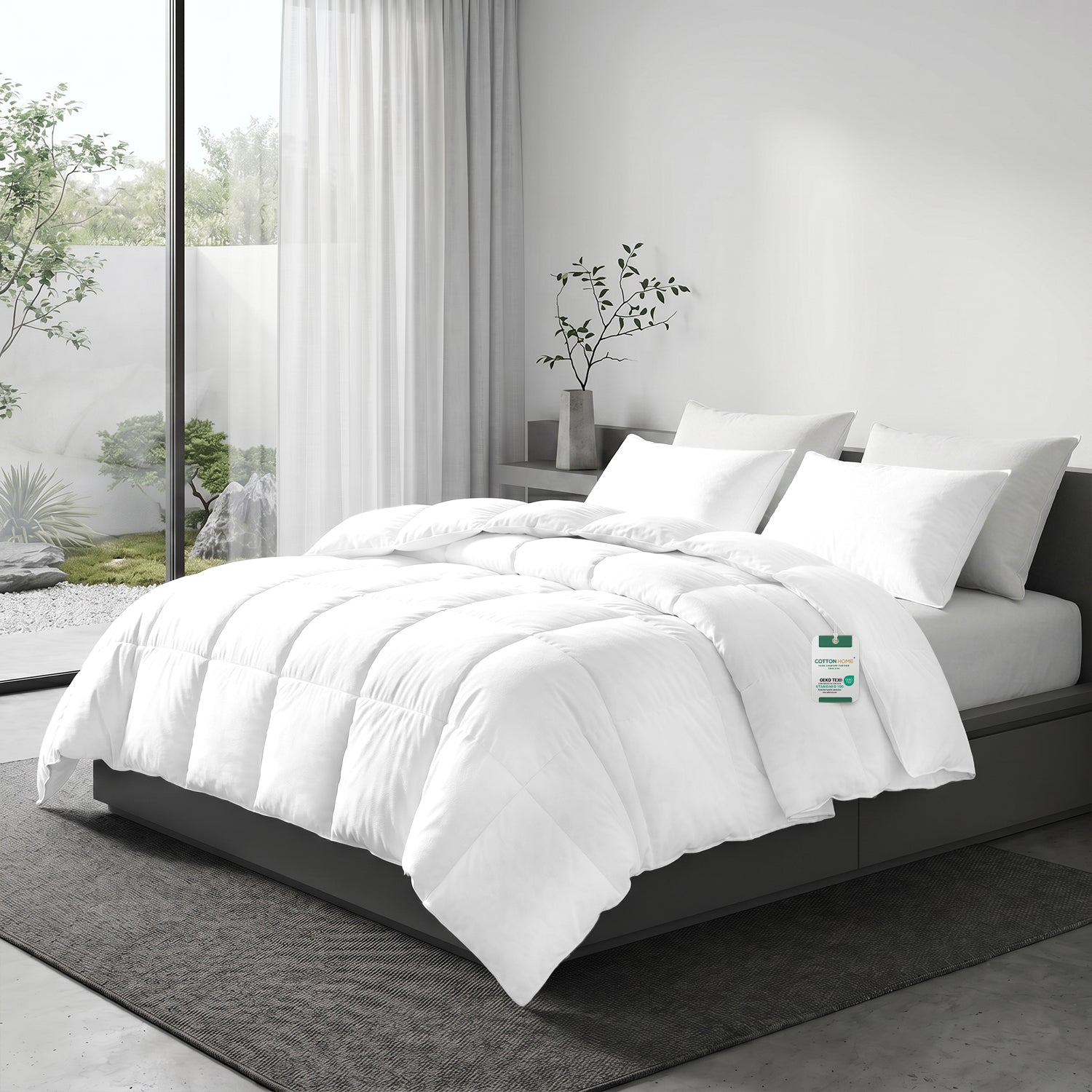 3PC Comforter Set Solid Dyed Microfiber White 220×240cm