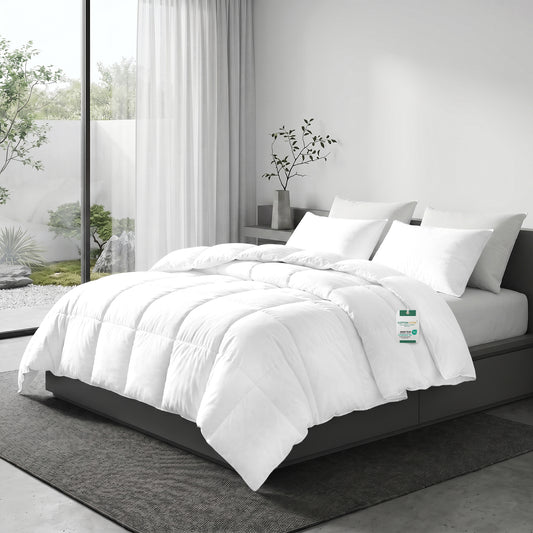 3PC Comforter Set Solid Dyed Microfiber White 220×240cm