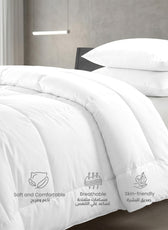 3PC Comforter Set Solid Dyed Microfiber Dark White 160×220cm