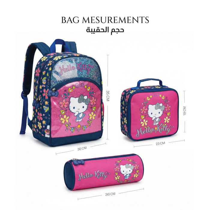 Hello Kitty 3-Piece School Bag Set – Lightweight Cartoon Character Bookbag with Large Storage Space for Boys & Girls