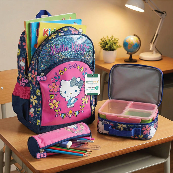 Hello Kitty 3-Piece School Bag Set – Lightweight Cartoon Character Bookbag with Large Storage Space for Boys & Girls