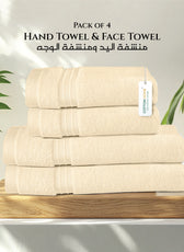 Cotton Face Towel and Hand Towel 4 Piece Set-Soft Feel, Quick Dry, Highly Absorbent Durable Towels - Cotton Home