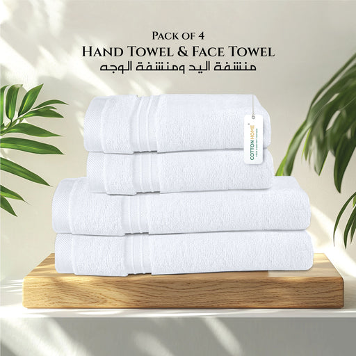 Cotton Face Towel and Hand Towel 4 Piece Set-Soft Feel, Quick Dry, Highly Absorbent Durable Towels - Cotton Home