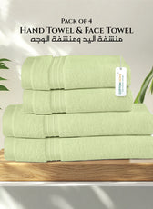 Cotton Face Towel and Hand Towel 4 Piece Set-Soft Feel, Quick Dry, Highly Absorbent Durable Towels - Cotton Home