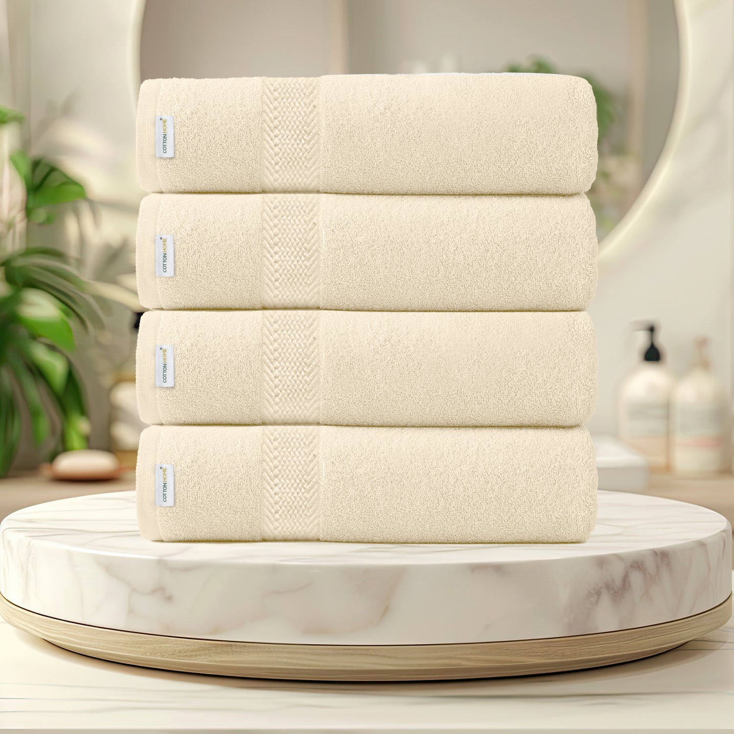Cotton Bath Sheet 100x150 CM 4 Piece Set-Soft Feel, Quick Dry, Highly Absorbent Durable Towels - Cotton Home