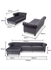 Opulent Oasis 4 Seater Triangle Corner L Shape Fabric Sofa - Gray - Cotton Home