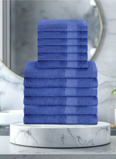 Cotton Face Towel and Hand Towel 12 Piece Set-Soft Feel, Quick Dry, Highly Absorbent Durable Towels - Cotton Home