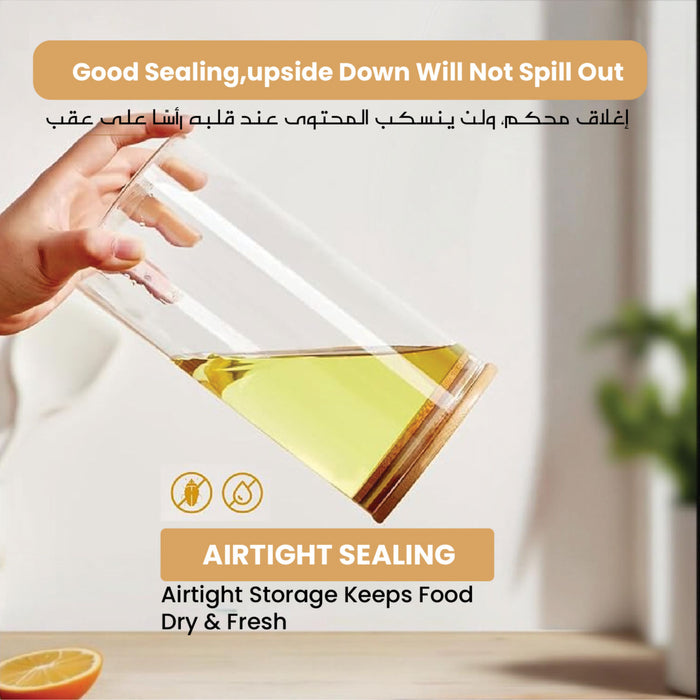 Eco-Friendly Round Set of 6 Glass Jars with Bamboo Lids - Cotton Home