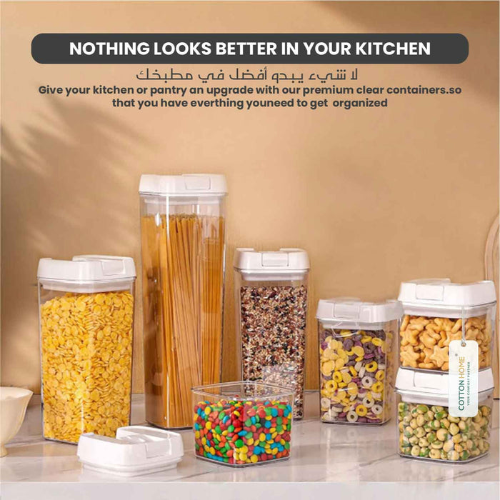 Glass Storage Jar Set of 7 Stackable Airtight Kitchen - Cotton Home