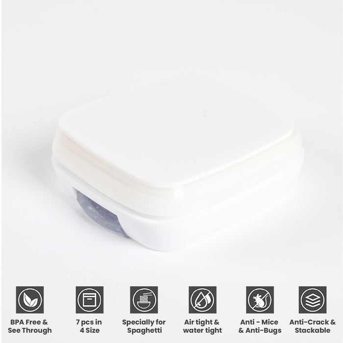 Glass Storage Jar Set of 7 Stackable Airtight Kitchen - Cotton Home