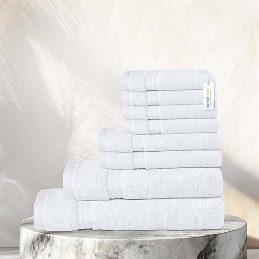 Cotton Towels 8 Piece Set-Soft Feel, Quick Dry, Highly Absorbent Durable Towels