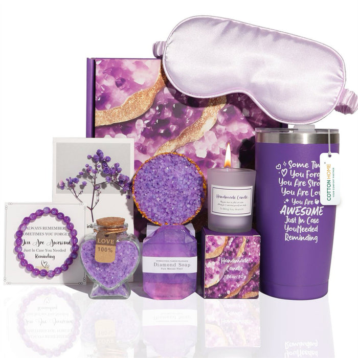 The Sanctuary Box Set – Luxury Home & Bath Gift Bundle Self Care Home Spa Purple