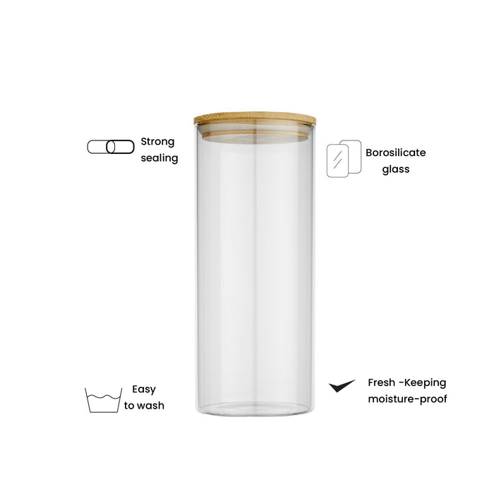 Eco-Friendly Round Set of 6 Glass Jars with Bamboo Lids - Cotton Home