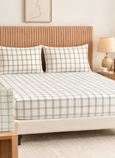 Egyptian Cotton King Size Printed Fitted Sheet 180X200+30CM with Pillow Case (31B)