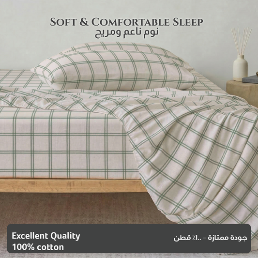 Egyptian Cotton King Size Printed Fitted Sheet 180X200+30CM with Pillow Case (31B)