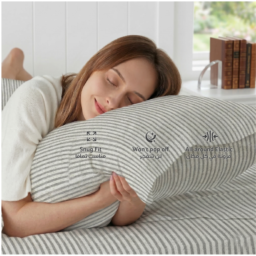 Egyptian Cotton Twin Size Printed Fitted Sheet 120X200+30CM with Pillow Case (30B)