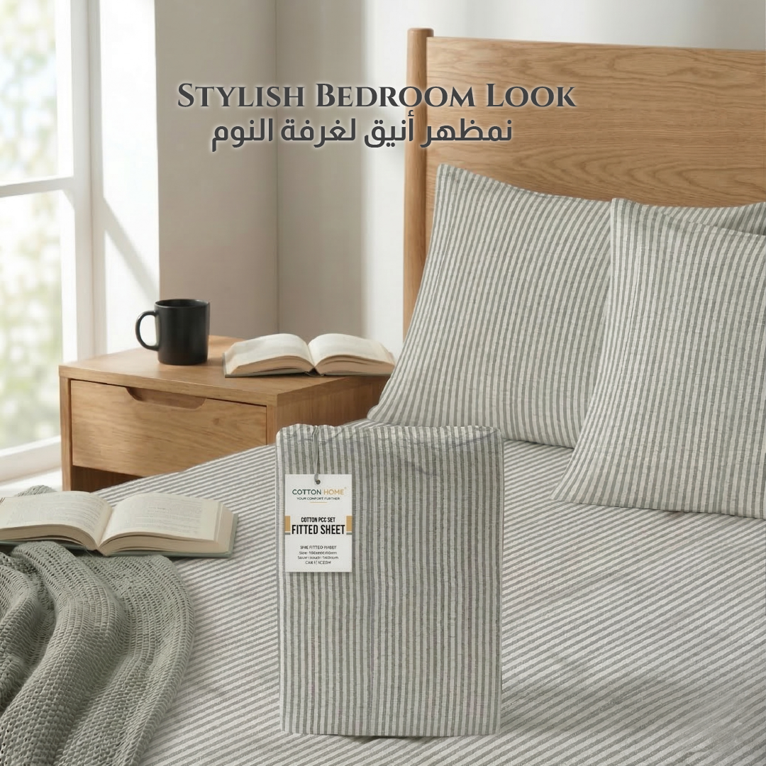 Egyptian Cotton Twin Size Printed Fitted Sheet 120X200+30CM with Pillow Case (30B)