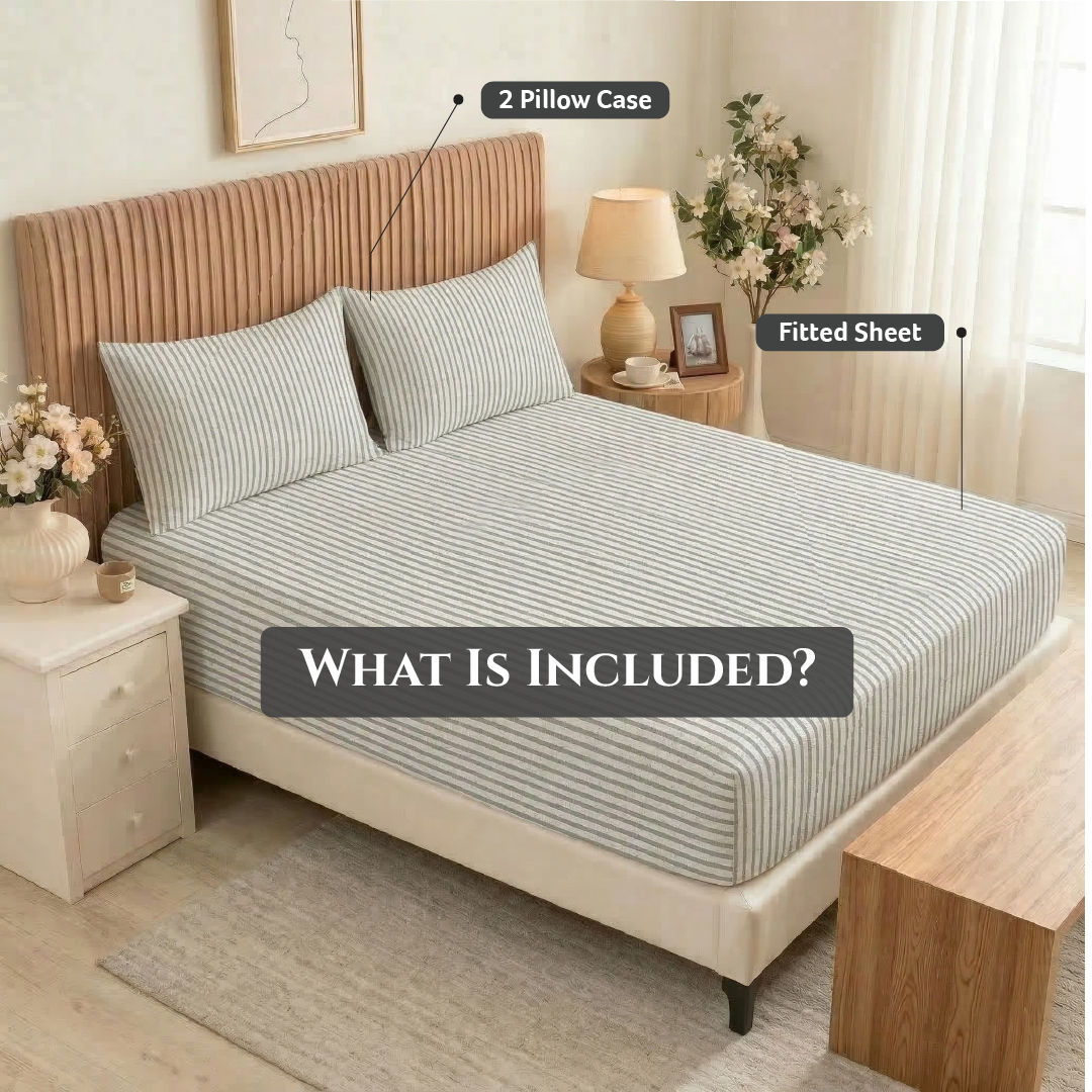 Egyptian Cotton Twin Size Printed Fitted Sheet 120X200+30CM with Pillow Case (30B)