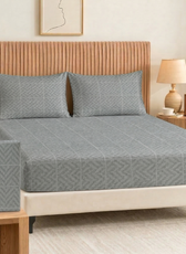 Egyptian Cotton Twin Size Printed Fitted Sheet 120X200+30CM with Pillow Case (28B)