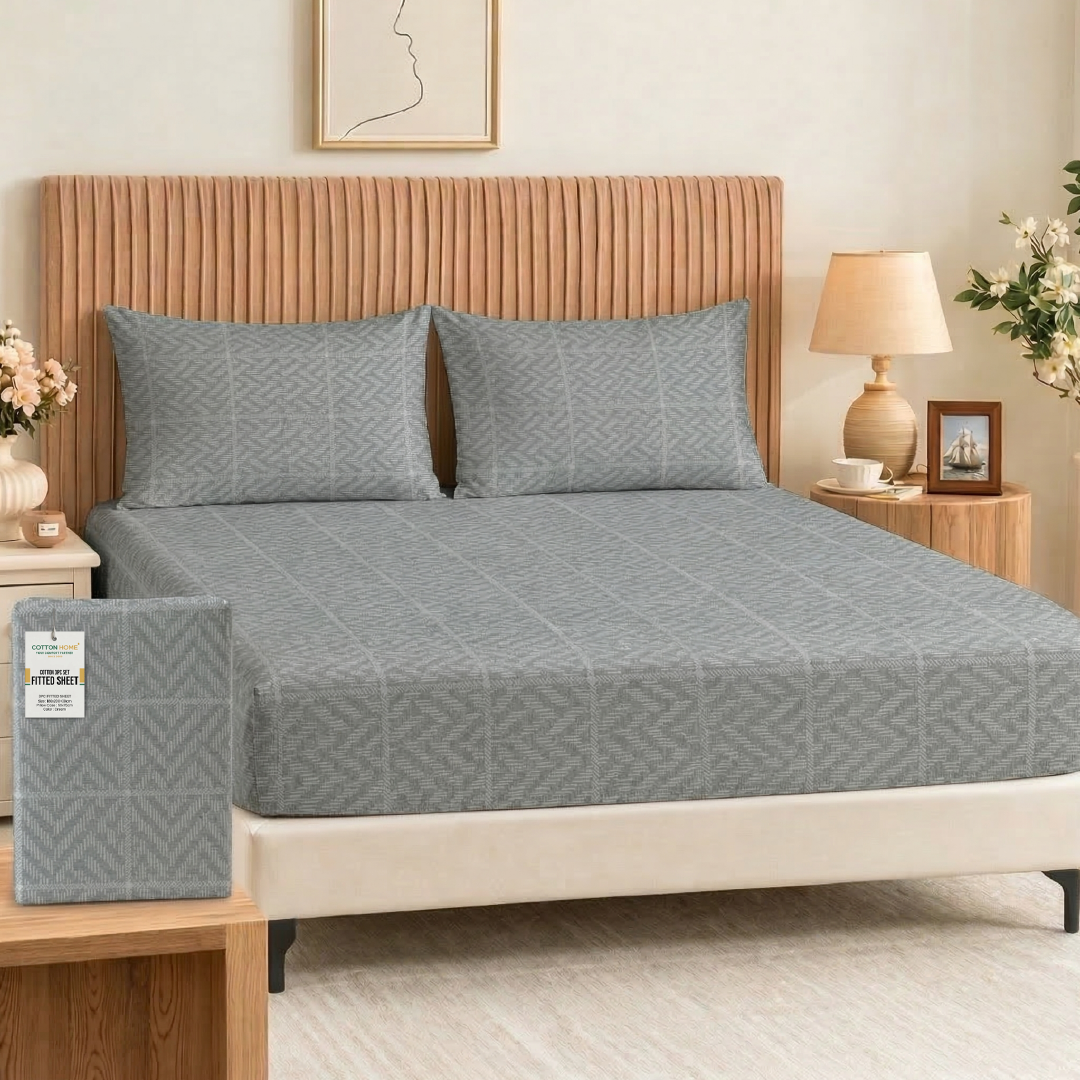 Egyptian Cotton Twin Size Printed Fitted Sheet 120X200+30CM with Pillow Case (28B)