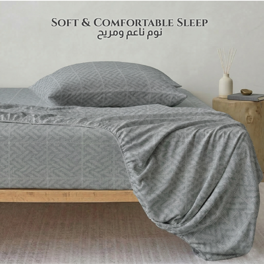 Egyptian Cotton King Size Printed Fitted Sheet 180X200+30CM with Pillow Case (28B)