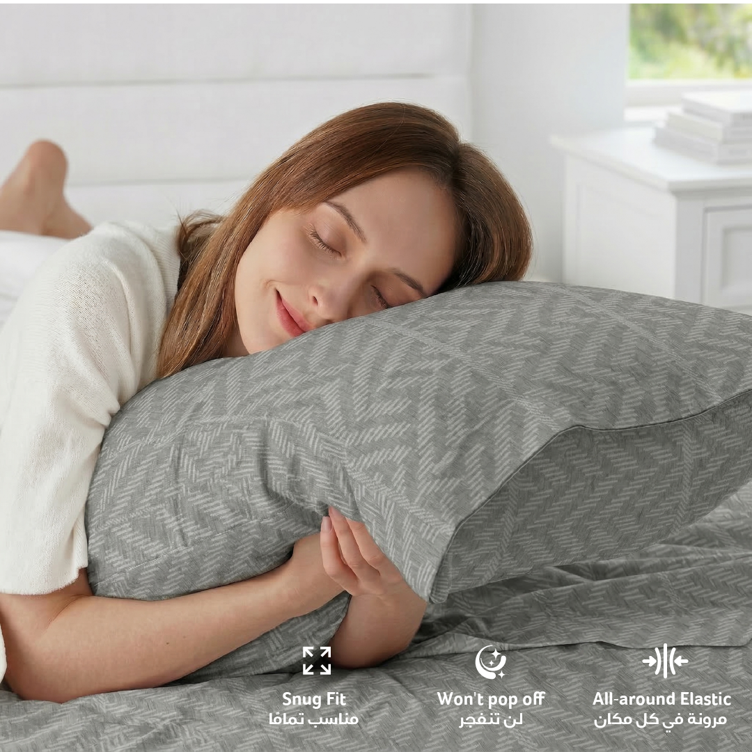 Egyptian Cotton Twin Size Printed Fitted Sheet 120X200+30CM with Pillow Case (28B)