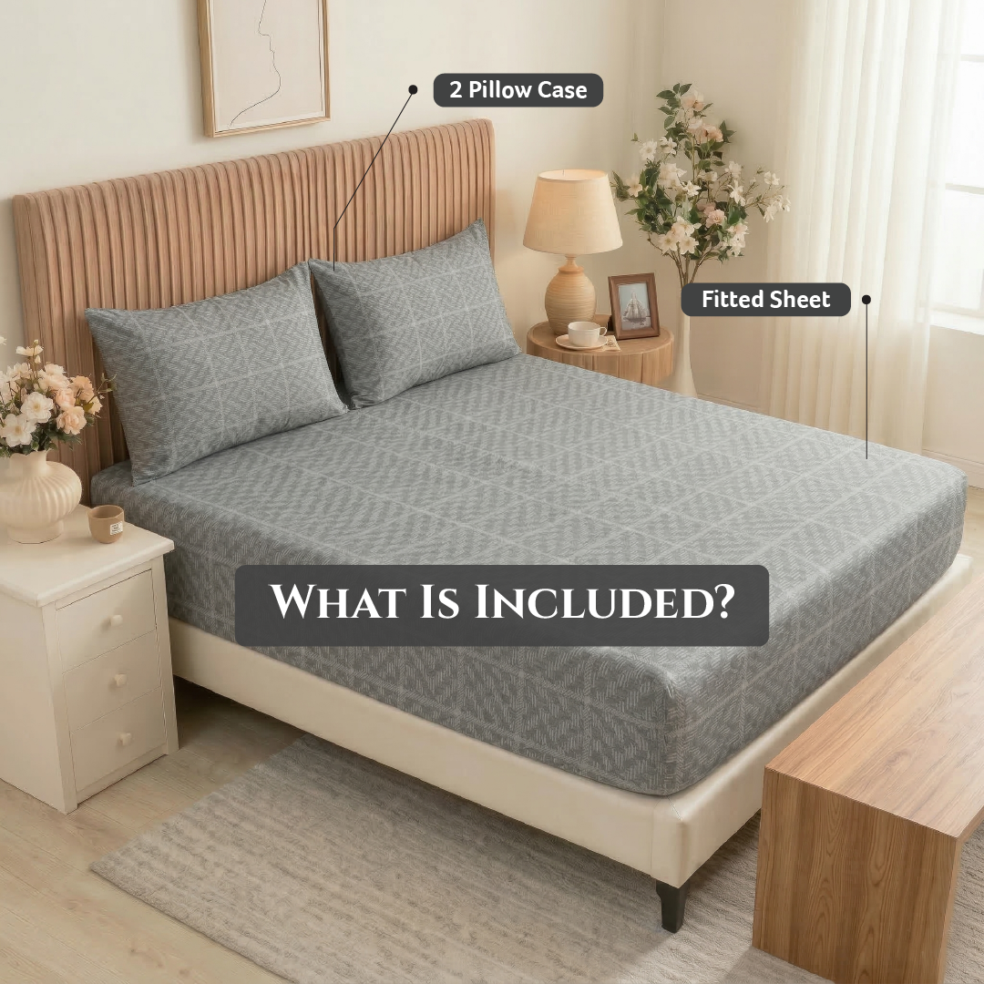 Egyptian Cotton Twin Size Printed Fitted Sheet 120X200+30CM with Pillow Case (28B)