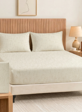 Egyptian Cotton King Size Printed Fitted Sheet 180X200+30CM with Pillow Case (21B)