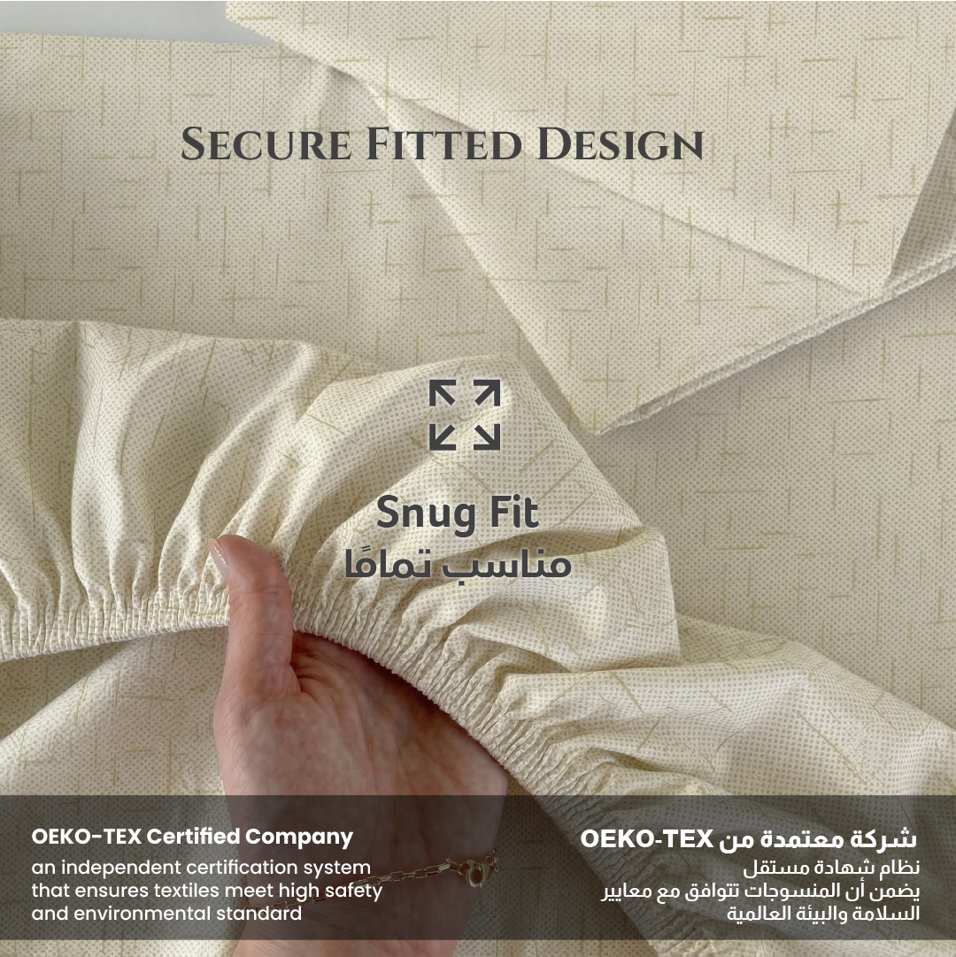 Egyptian Cotton King Size Printed Fitted Sheet 180X200+30CM with Pillow Case (21B)