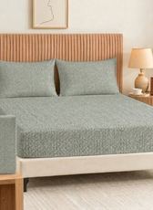 Egyptian Cotton Twin Size Printed Fitted Sheet 120X200+30CM with Pillow Case (5B)