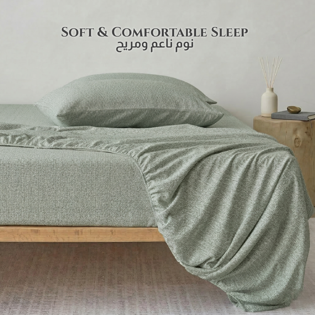 Egyptian Cotton Twin Size Printed Fitted Sheet 120X200+30CM with Pillow Case (5B)