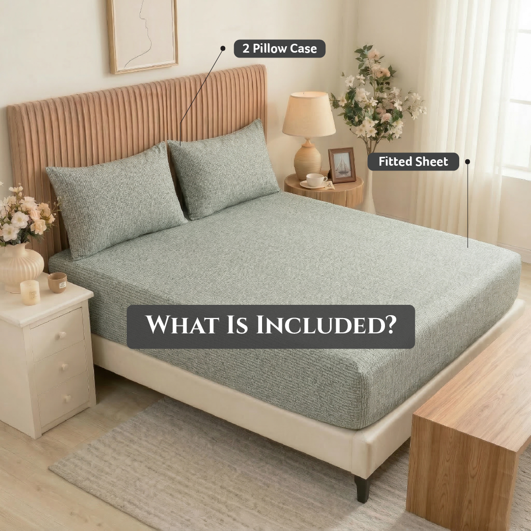 Egyptian Cotton Twin Size Printed Fitted Sheet 120X200+30CM with Pillow Case (5B)