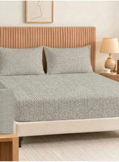 Egyptian Cotton King Size Printed Fitted Sheet 180X200+30CM with Pillow Case (17B)