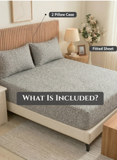 Egyptian Cotton King Size Printed Fitted Sheet 180X200+30CM with Pillow Case (17B)