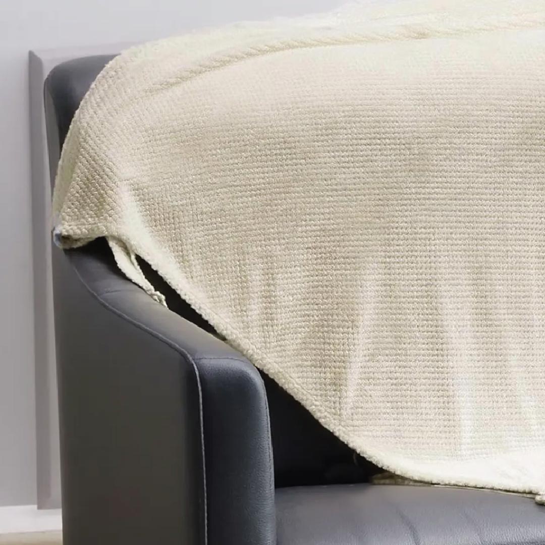 Tranquil Plaid Blanket Queen Size 220x240 Ivory - Cotton Home