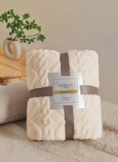Premium Jacquard Blanket Double Size 220x240 Cream - Cotton Home