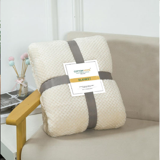 Tranquil Plaid Blanket Queen Size 220x240 Ivory - Cotton Home