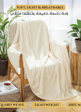 Tranquil Plaid Blanket Queen Size 220x240 Ivory - Cotton Home
