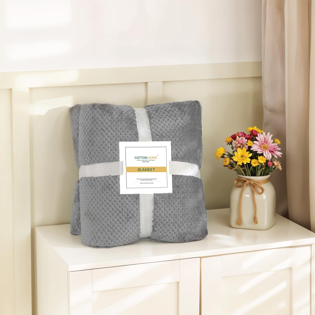 Tranquil Plaid Blanket Single Size 150x220 Dark Grey - Cotton Home