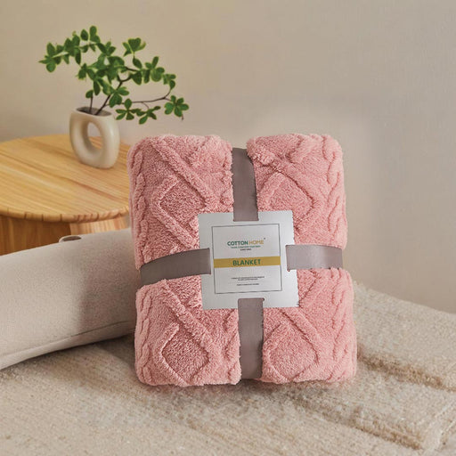 Premium Jacquard Blanket Double Size 220x240 Coffee Color - Cotton Home