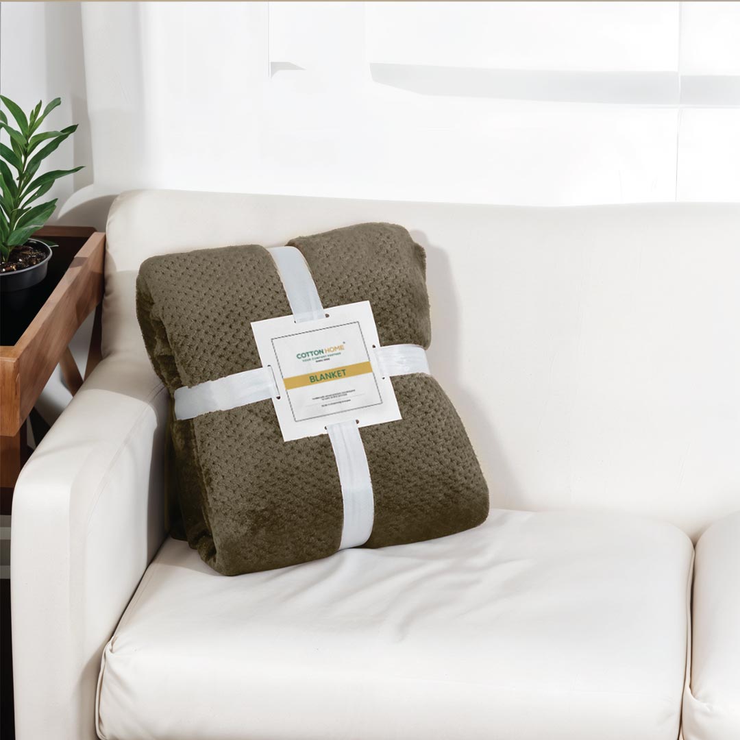 Tranquil Plaid Blanket Queen Size 220x240 Ivory - Cotton Home